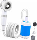 Portable Camping Shower Pump-Rechargeable Outdoor Shower Head SprayerElectric Showerhead with Hose Off Grid Showers System with Heater