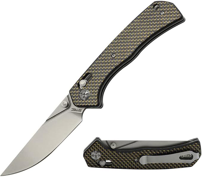 S-TEC Axel Lock EDC Folding Pocket Knife with Carbon Fiber Handle &amp D2 Steel Blade - Series 2 (TS023)