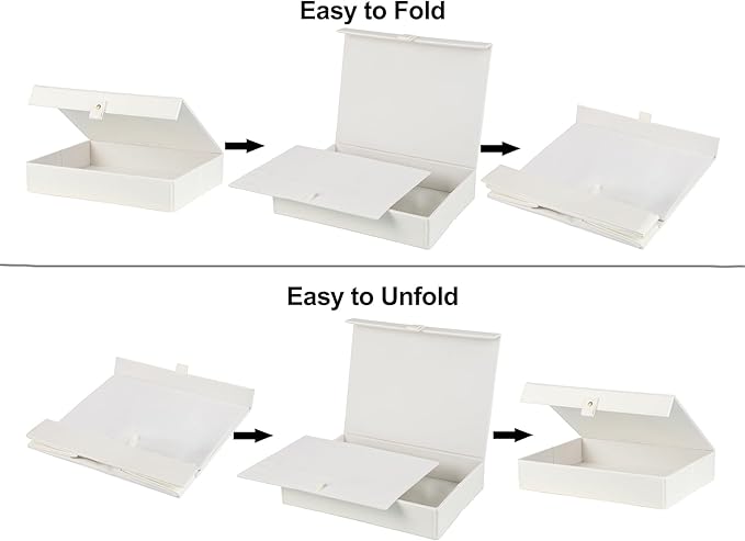 HofferRuffer Photo Storage Boxes with Dust-Proof Lid Set of 2 Faux Leather Lidded Storage Bins Photo Jewelry Scrapbooking Supplies Keepsake Organizer for Elegant Home &amp Office Decor (CreamWhi