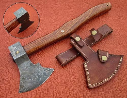 Axe Damascus Steel 15 Rose Wood Handle Axe/Hand Forged Woodsman Axe