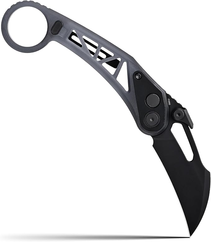 Hightron-Darkclaw Karambit Pocket Knife 3.94'' - Bohler M390 Blade with Integral Black Transparent Acrylic Handle- Button Lock - Pocket Quick Opening Hook- Knife Collector`s Gift