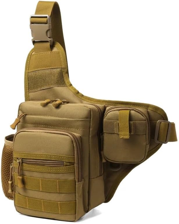 Camping Climbing Bag Chest Pouch For Men Cycling Hiking Travel Outdoor Sport Tactical Crossbody Molle Fishing Waist Fanny Pack(Khaki)