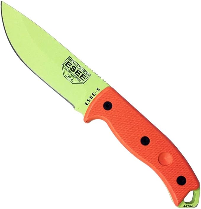 ESEE Authentic Model 5 Tactical Survival Fixed Blade Knife - Ambidextrous Kydex Sheath - SERE Team Designed (ESEE-5P-VG-E)