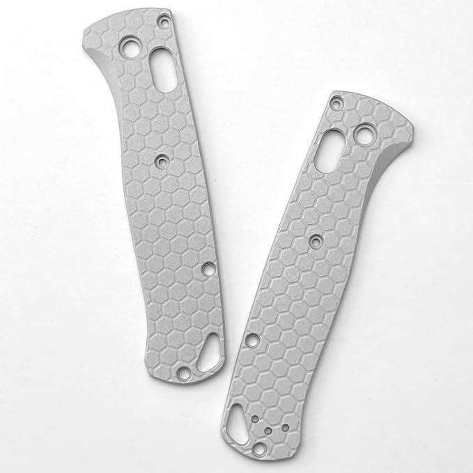 1 Pair Custom Aluminum Alloy Scales Fits for Bugout 535 CNC Handle Patch with Honeycomb Pattern DIY Accessory