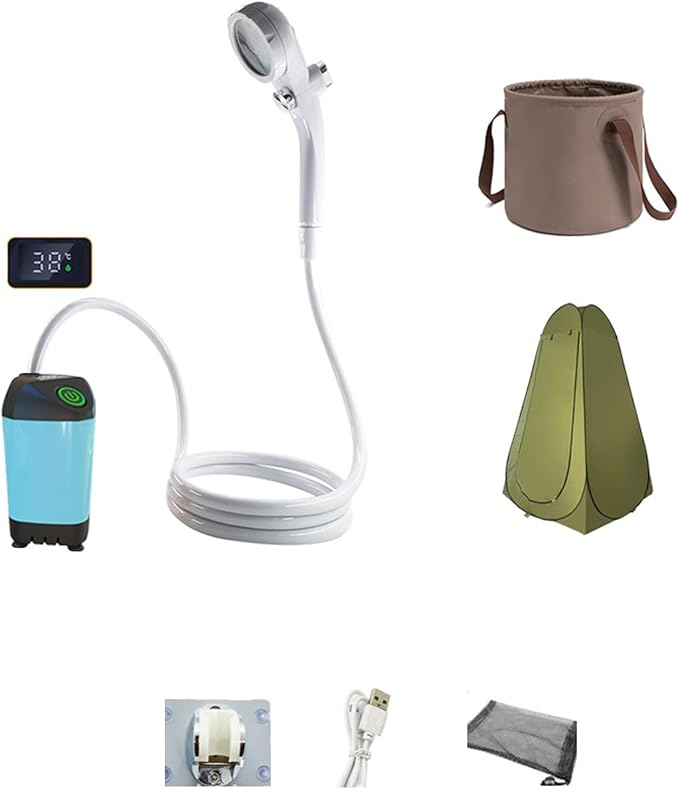 Outdoor Shower with Shower Head Electric Portable Shower for Hiking USB Rechargeable Camping Shower Camp Shower Pumps