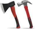 Wood Axe &amp 24 oz Claw Hammer Set 2-Piece Heavy Duty Tools Kit for Camping Wood Splitting Demolition &amp DIY Forged Steel Construction with Shock-Absorbing Handles