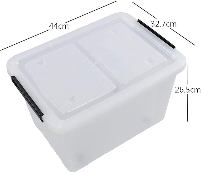 30 L Ultra Latching Box Storage Bins with Lids Clear Plastic Organizing Containers for Closet Bathroom and Office