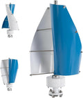 5000W Wind Turbine Generator Kit 12V Helical Magnetic Levitation Axis Vertical Wind Turbine Generator with Controller and 2 Blades blueandwhite-12V