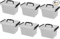 Ramddy 3.5 Quart Small Plastic Storage Box with Handles 6 Packs Clear Latching Bin with Lid