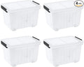 50 Quarts Plastic Storage Boxes Large Clear Bins with Lids and Wheels Set of 4