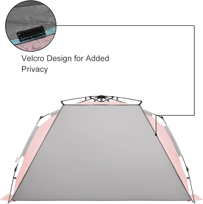 Oileus XX-Large Pop Up Beach Tent Sun Shelter for 5-6 Person Portable Sun Shade Instant Tent for Beach with Carrying Bag Stakes 6 Sand Pockets Anti UV for Fishing Hiking Camping Pink