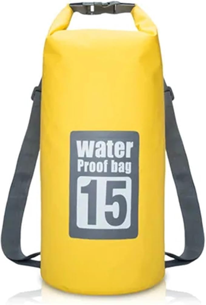 Waterproof Dry Bag 2pcs 5L/10L/15L/20L/30L Outdoor Sport PVC Waterproof Storage Dry Bag for Canoe Kayak Rafting Swimming Travel Kit Sack Backpack for SwimmingBoating(Yellow 15L)