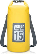 Waterproof Dry Bag 2pcs 5L/10L/15L/20L/30L Outdoor Sport PVC Waterproof Storage Dry Bag for Canoe Kayak Rafting Swimming Travel Kit Sack Backpack for SwimmingBoating(Yellow 15L)