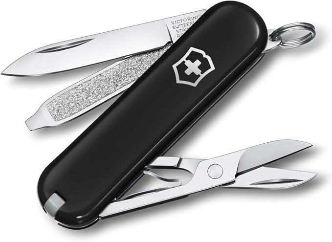 Victorinox Pocket Knife Small Classic SD 58 mm Black (7 Functions Blade Nail File Screwdriver 2.5 mm Scissors)