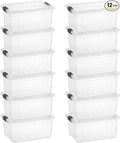 Superio Storage Bins with Lids- 12 Pack 6.6 Qt Clear Boxes for Organizing Stackable Plastic Containers- BPA Free Non-Toxic Odor Free Organizer for Home Office Dorm