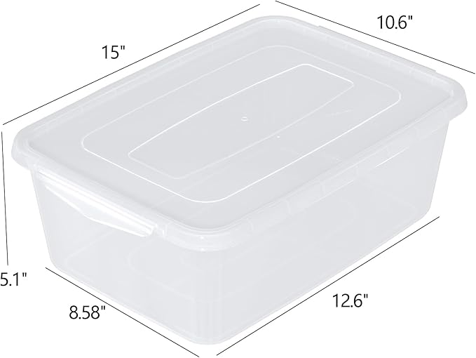 Sandmovie 14 Quart Latch Containers with Lid Clear Latching Box 4 Packs