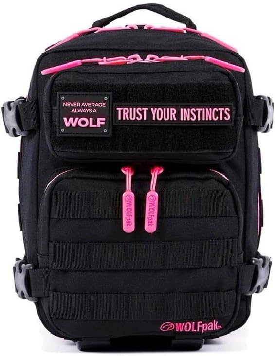 WOLFpak 9L Mini Meal Prep Management Backpack (Black Neon Pink) Lunch Box Cooler Travel Insulated Bag Daypack
