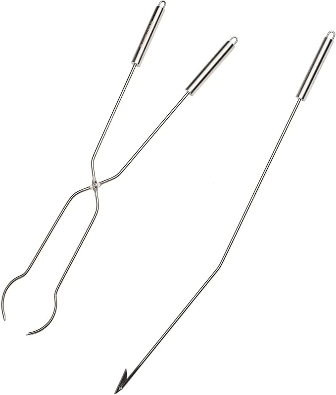 Solo Stove Fire Pit Tools – 2-Piece Set Includes 36.5 Fire Pit Poker and 32 Wood Tongs – Stainless Steel Grabber Tools for Outdoor Campfires Bonfires and Fire Pit Accessories