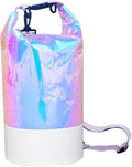 10L PVC Holographic Waterproof Dry Bag Double Shoulder Strap Beach Swimming Backpack Crossbody Waterproof Bucket Bag for Kayaking Boating and Outdoor Sports (10L)