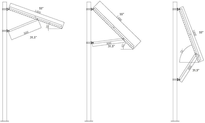 AIMS Power Adjustable Solar Panel Pole Mount Bracket - Fits 2 Panels up to 170 Watts Each