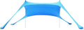 Outdoor Beach Canopy Stretch Tent 2 * 2m Sun Shelter Beach Shade Canopy with 4*Ground Spikes for Camping Family (Blue)