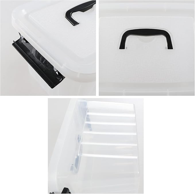 Sandmovie 6 Quart Clear Plastic Storage Bins with Lids 6 Packs