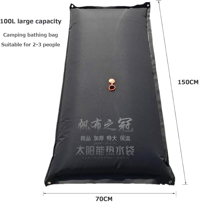 Solar Shower Bags SZRP Large Capacity Camp Shower Bag 25 Gallons / 100L PVC Shower Bag with Hose and Shower Head for Outdoor Camping and Family Bathroom and Car Travel