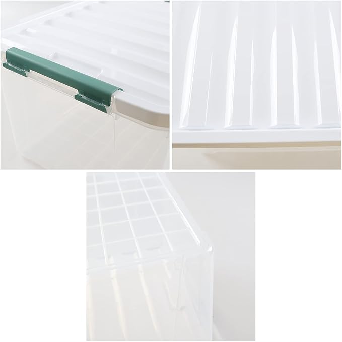 35 L Clear Large Storage Box Plastic Storage Bins Set of 4