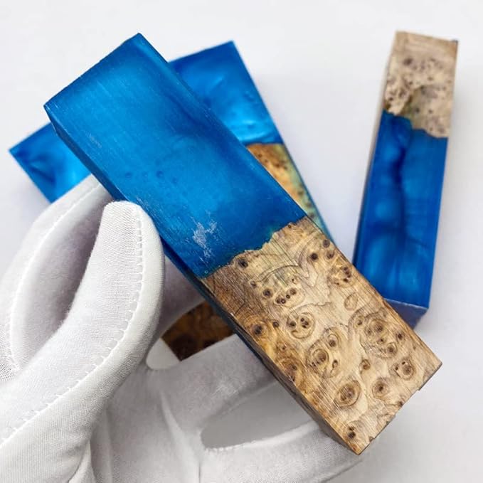 1PC Resin and Wooden Blank Knife Handle Material with Size 105X34X27MM
