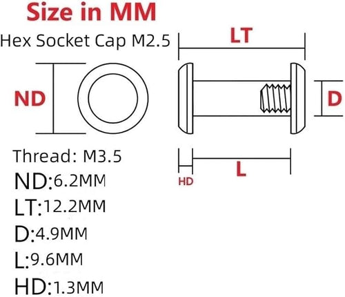 10 Sets CNC Titanium Hex Socket Screw Replacements with M3.5 Thread Fit for Knife Handle DIY Making Accessory(Black)