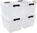 4-Pack 34 Quart Clear Plastic Storage Boxes with Lids Latching Bins Totes with Wheels
