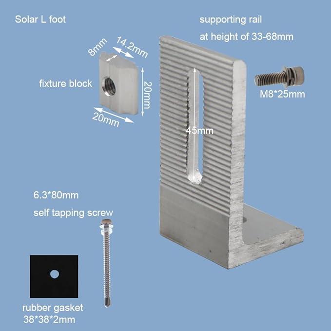 Solar Panel Mounting Bracket L Shape for Split Tin Mounting Bracket 6 Pack