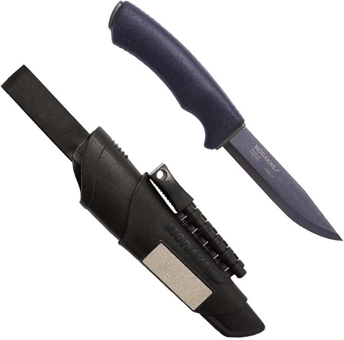 Morakniv Carbon Steel Fixed-Blade Bushcraft Survival Knife with Sheath and Fire Starter Black 4.3 Inch