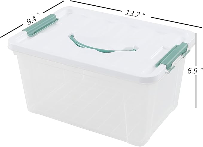 14 Quart Clear Latching Box with Lid &amp handle Plastic Storage Tote Set of 6