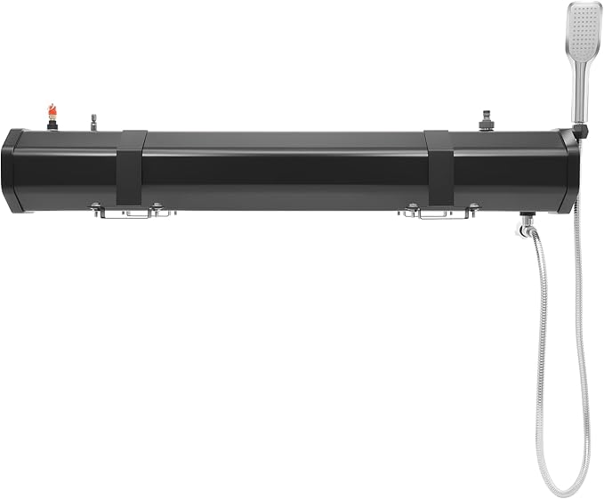 Portable Car Camping Shower Pressurized Water Tank 7.93 Gallon Roof Rack Mount Road Shower Outdoor Roof Rack Water Tank with 5.58ft Water Hose &amp Shower Head for Trucks Off Road RV SUV