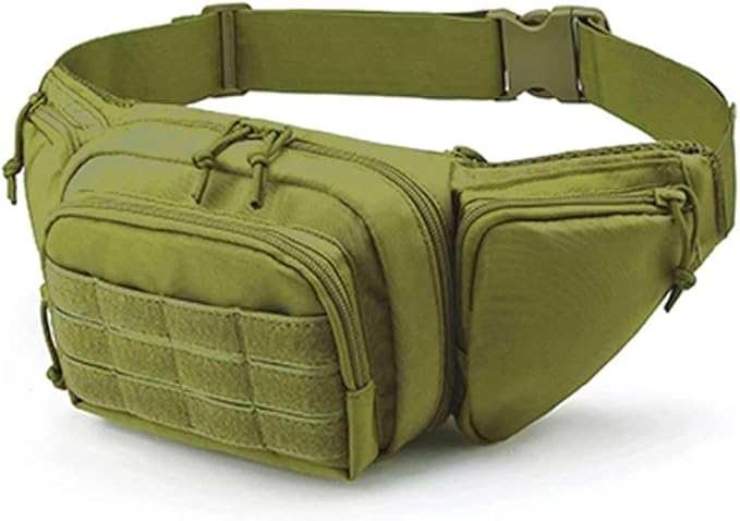 Tactical Waist Bag Gun Holster Molle Military Combat Waist Fanny Pack Utility Nylon Shoulder Bag for Hunting Camping (Color : TBP003-OD)