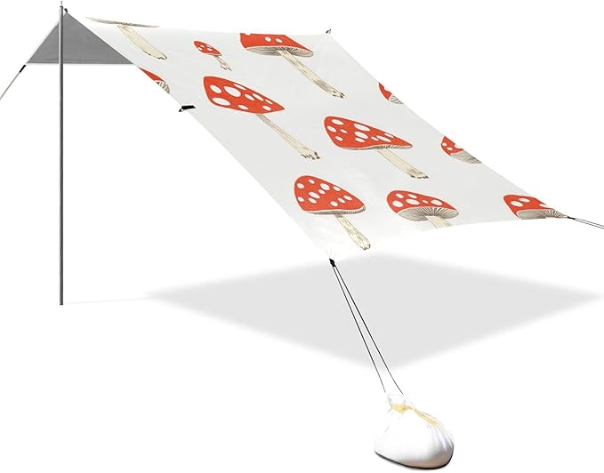 ALAZA Beautiful Mushroom Beach Tent Sun Shelter Portable Canopy Sunshade for Outdoor Camping Picnics Backyard Fun 10x9 ft