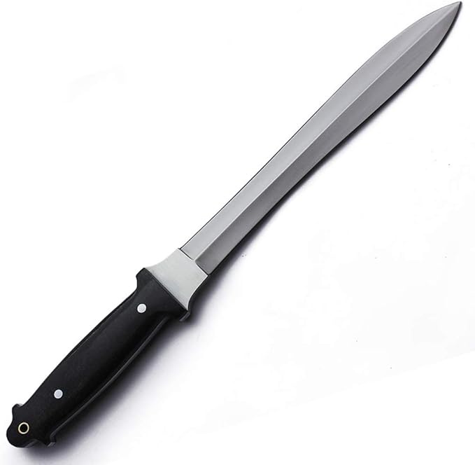 GCS Handmade Survival Tactical Hunting Black G10 Handle with Brown Leather Right or Left Hand Horizontal Fixed Blade Knife Sheath &amp Sharpening Stone GCS231