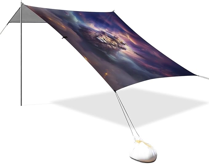 ALAZA Lion in Nebula Beach Tent Sun Shelter UPF50+ Protection Beach Shade Canopy w/ 4 Sandbags for Outdoor Camping Fishing Backyard Fun Picnic 10x9 ft