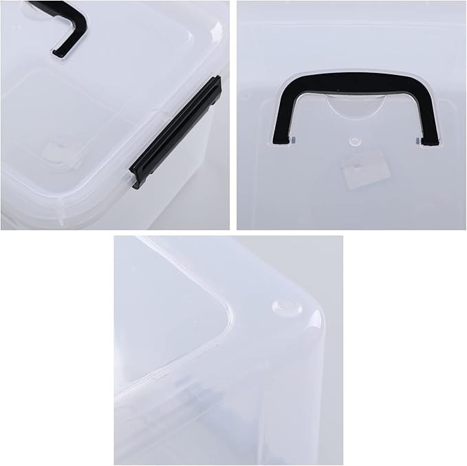 4-Pack 10.5 Quart Clear Latch Storage Box with Lid Plastic Storage Latch Bin