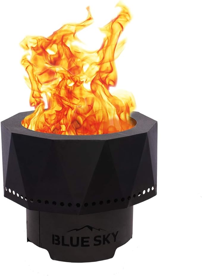 Blue Sky Outdoor Living Ridge Portable Fire Pit Smokeless Fire Pit with Spark Screen Lift and Carrying Bag Black