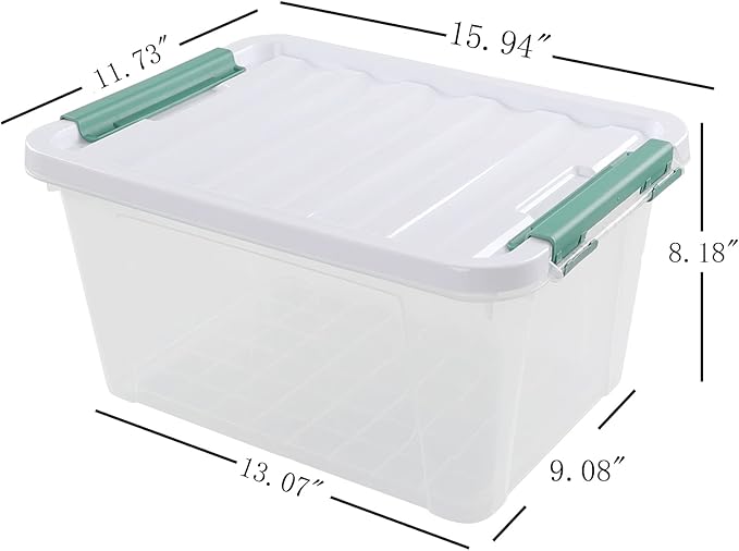 6 Pack Plastic Latch Storage Box 20 Qt Storage Container with Lid