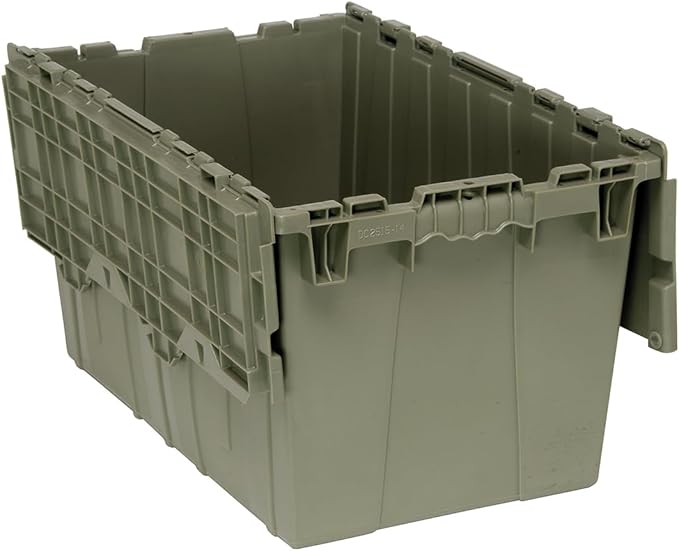 Quantum QDC2515-14 Plastic Storage Container with Attached Flip-Top Lid 25 x 15 x 14 Gray