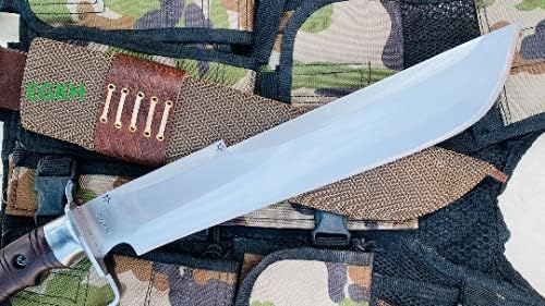 14 Custom D-Guard Hunting Predator Full Tang Knife - Hand Forged from 5160 Carbon Steel - Rosewood Handle - Ready to Use
