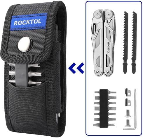 ROCKTOL Multitool 29-in-1 Multitool Pliers with Replaceable Wire Cutters and Saw Heavy-duty Stainless Steel Multi-tool Set and Nylon Sheath for Camping Survival multi tool for Man