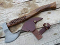 Axe Damascus Steel 18 Natural Wood Handle Double Headed Axe/Hand Forged Woodsman Axe