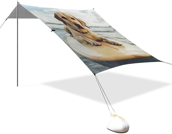 ALAZA Labrador Lying on Surfboard Beach Tent Sun Shelter Portable Canopy Sunshade for Outdoor Camping Picnics Backyard Fun 10x9 ft