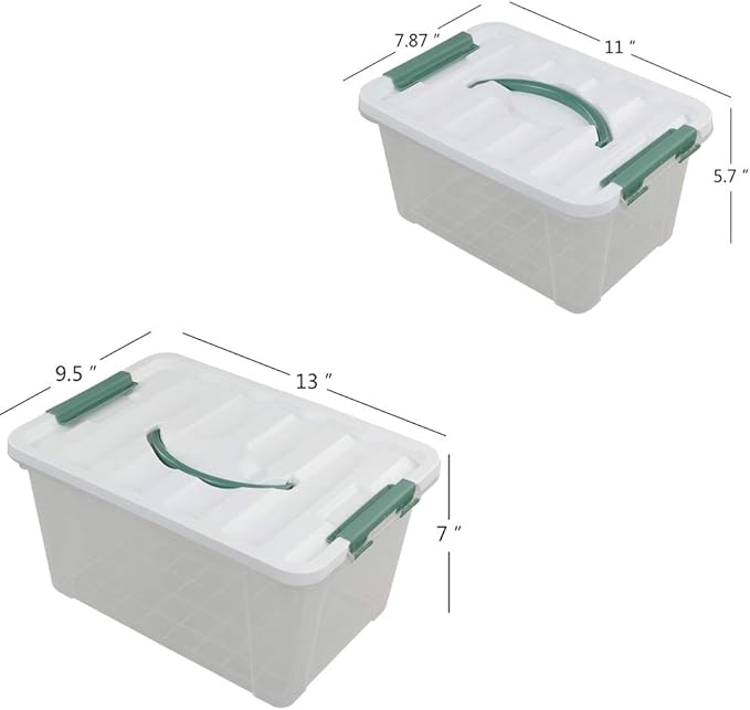Jekiyo Clear Latching Box Plastic Storage Bin 2 Packs(6 Quart&amp14 Quart)