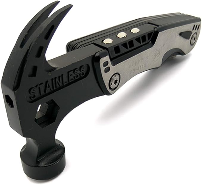Hammer Multi-functional Tool 14 In 1 Kit for Car Emergency Camping Household (Hammer Bottle Opener Survival Camping Knife Hand Saw) Stainless Steel