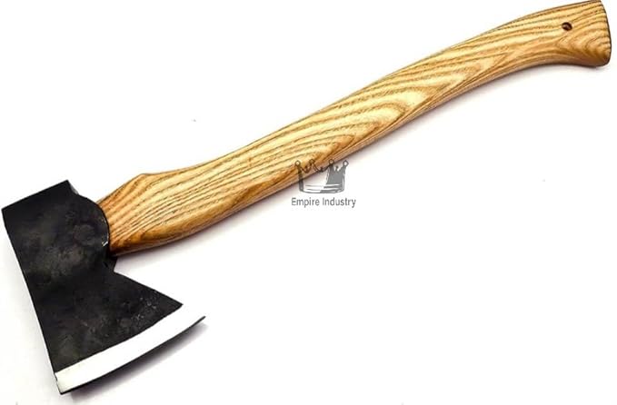 Handmade High Carbon Steel Wood Cutting Axe with Sheath - Hunting Axe - Camping Axe - Ash Wood Handle - Forged Head by Empire Industry